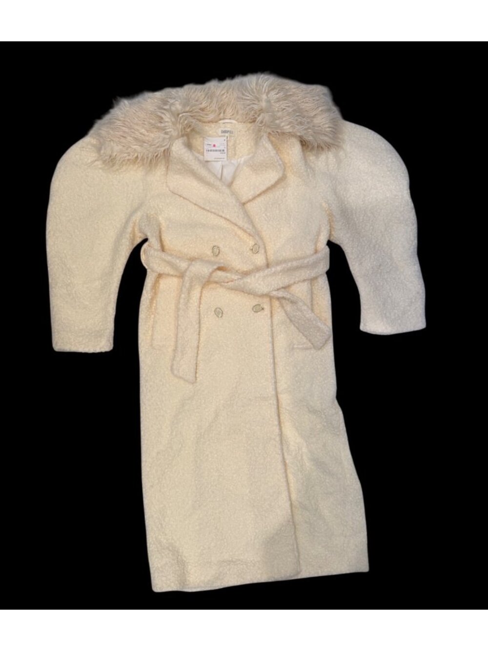 NWT Ghospell Tate Boucle Teddy Ivory Coat w/ Faux Fur Collar Women's Sz S
